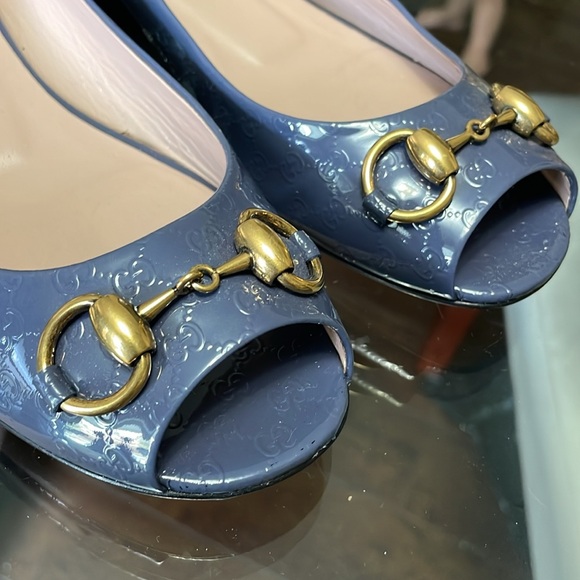 Gucci Vernice Microguccissima Ballet Flats Uniform Blue - Picture 2 of 9